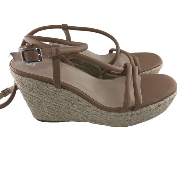 BP Nordstrom Cohan Nude Beige Espadrille Platform Wedge Sandals 9M NWOB - Picture 3 of 4